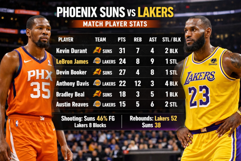 phoenix suns vs lakers match player stats