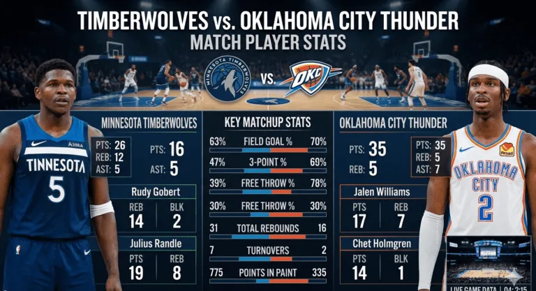 timberwolves vs oklahoma city thunder match player stats