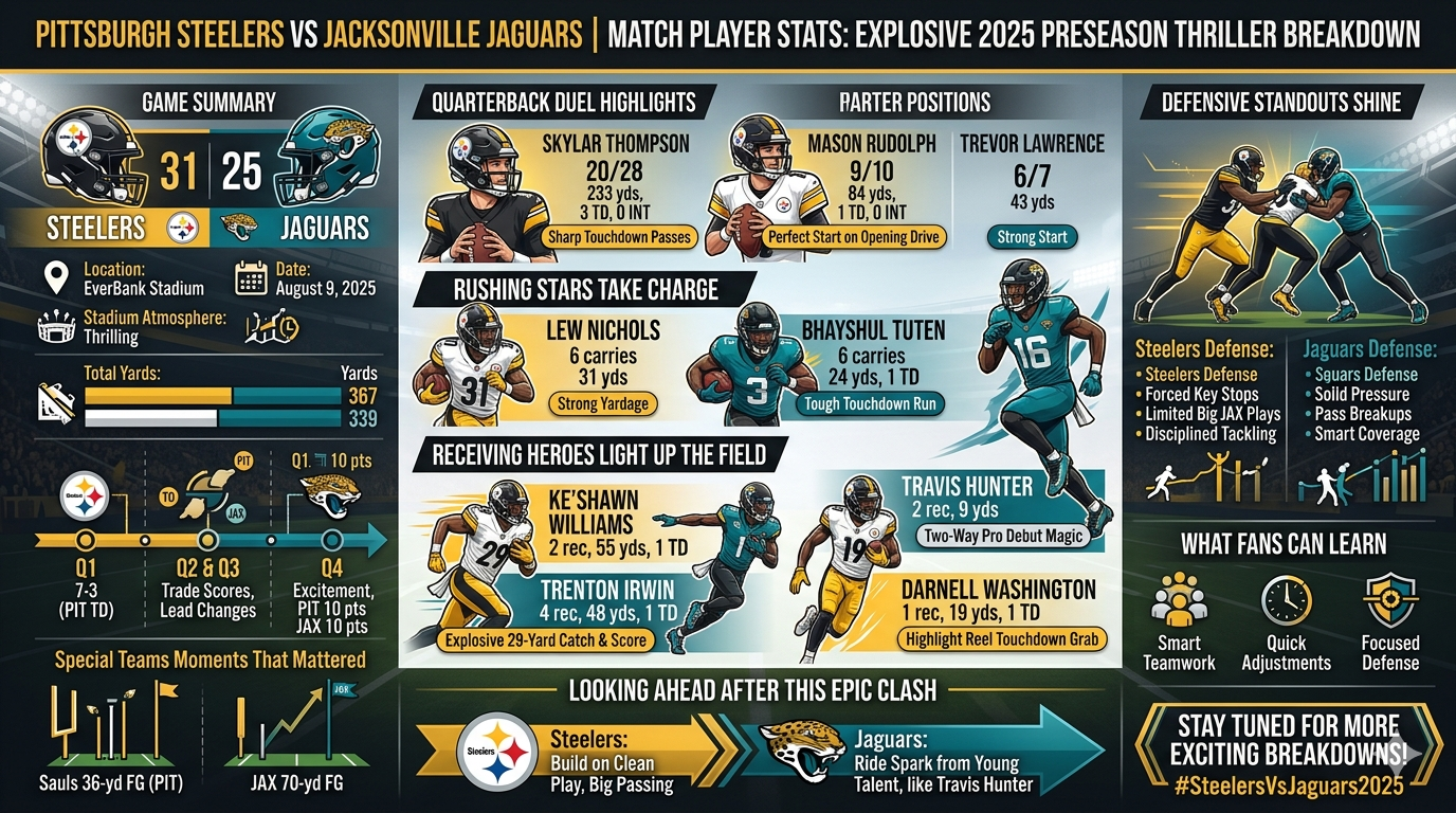 pittsburgh steelers vs jacksonville jaguars match player stats