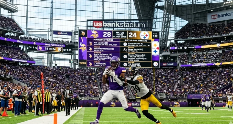 minnesota vikings vs pittsburgh steelers match player stats