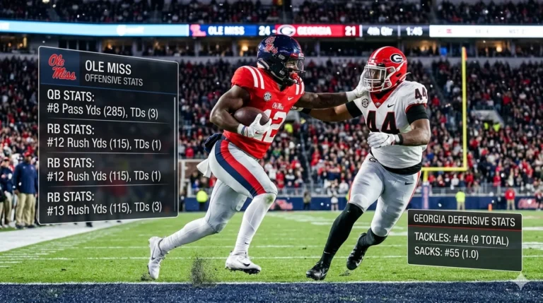 ole miss rebels football vs georgia bulldogs football match player stats