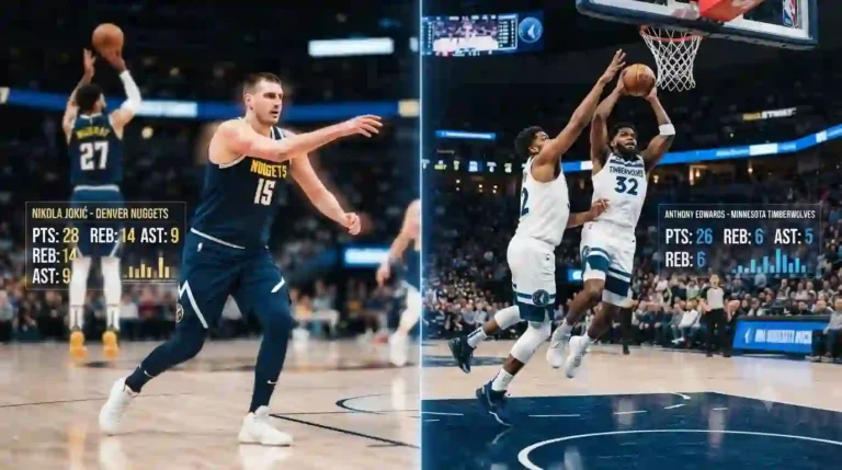 denver nuggets vs timberwolves match player stats
